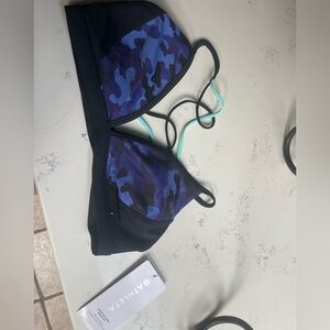 Blue and Black Camouflage Bikini Top